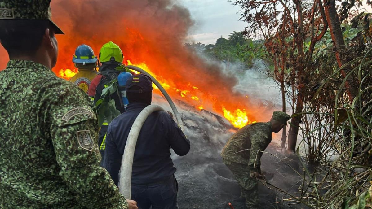 En Tumaco: incendio forestal en el sector de El Morro afectó a la Brigada de Infantería Marina Número 4