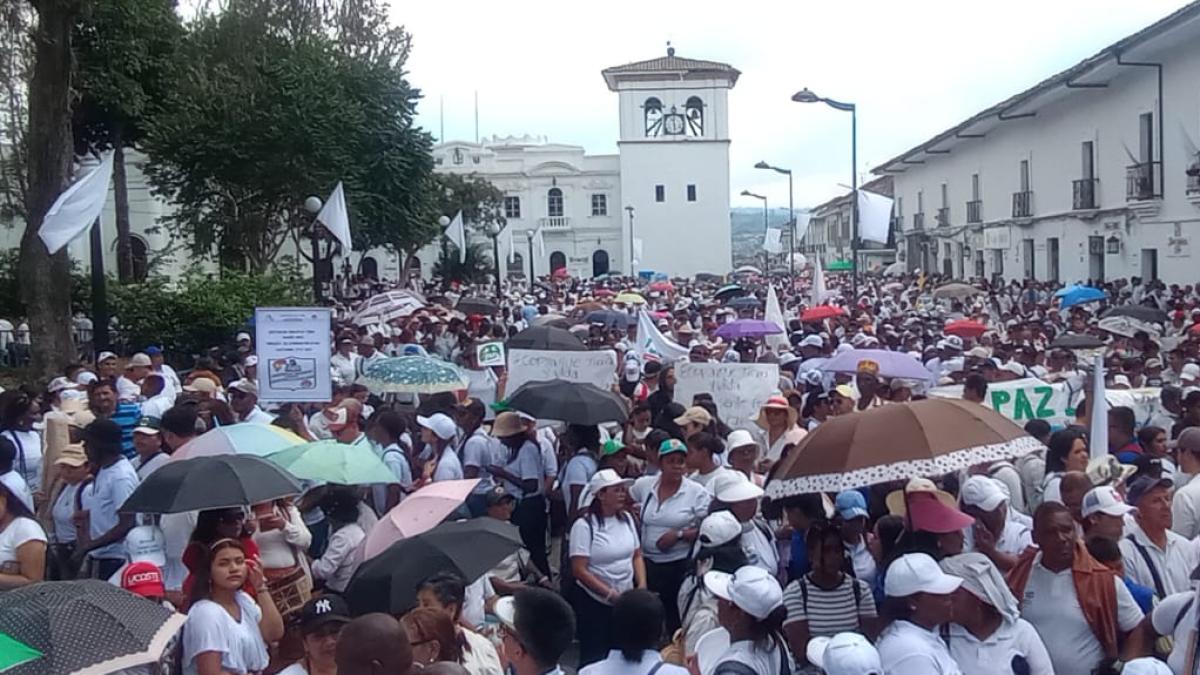 Multitudinaria marcha por la paz en rechazo a los grupos armados en Cauca: así fue la jornada en Popayán