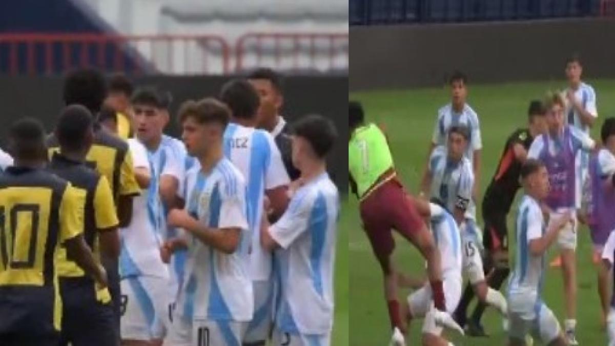 Video | Impresionante batalla campal entre jugadores de Ecuador y Argentina, brutal agarrón