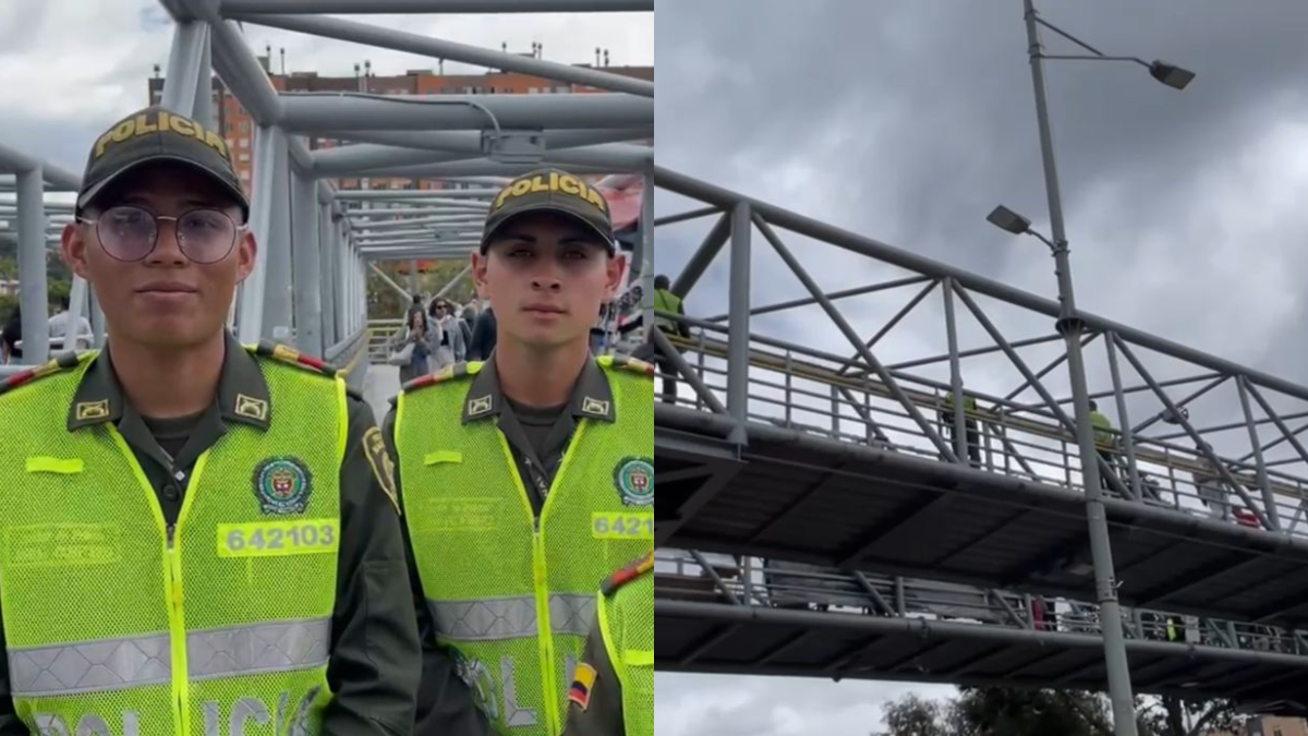 Auxiliares de policía rescataron a una adolescente que se iba a lanzar de un puente en el norte de Bogotá: así fue el momento 