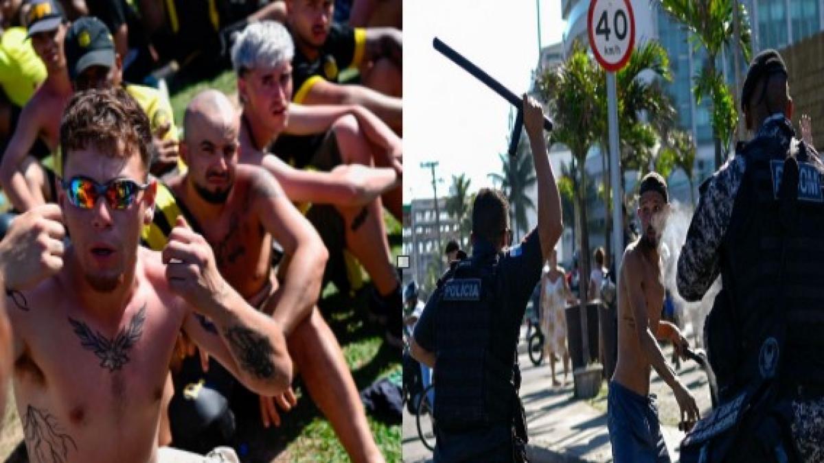 Brutal pitched battle in Brazil: Peñarol fans clashed with the police