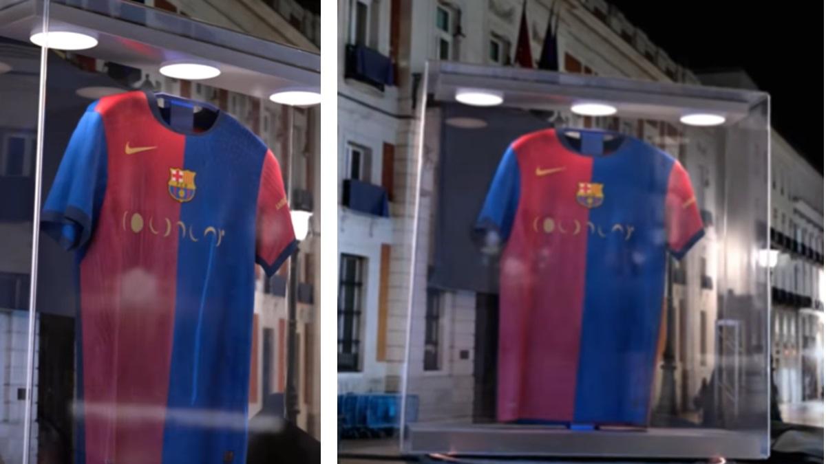 Video | ¿Provocación al Real Madrid? Proyectan una camiseta gigante del Barcelona en la Puerta del Sol, a un día del clásico