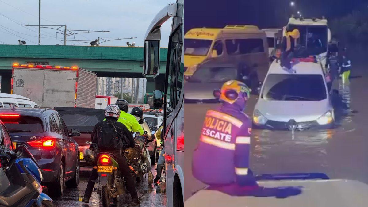 Inundaciones en la autopista norte en Bogotá: estas son las medidas del alcalde Galán tras constantes lluvias que dejaron atrapados decenas de carros 