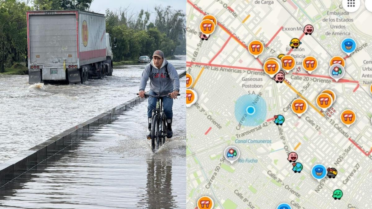 Mapa: así está el tráfico, en tiempo real, en la autopista norte y en otros puntos críticos por lluvias en Bogotá 