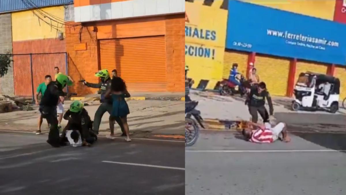 Impactante video: el violento enfrentamiento entre policías y hombres en plena vía pública de Malambo (Atlántico)