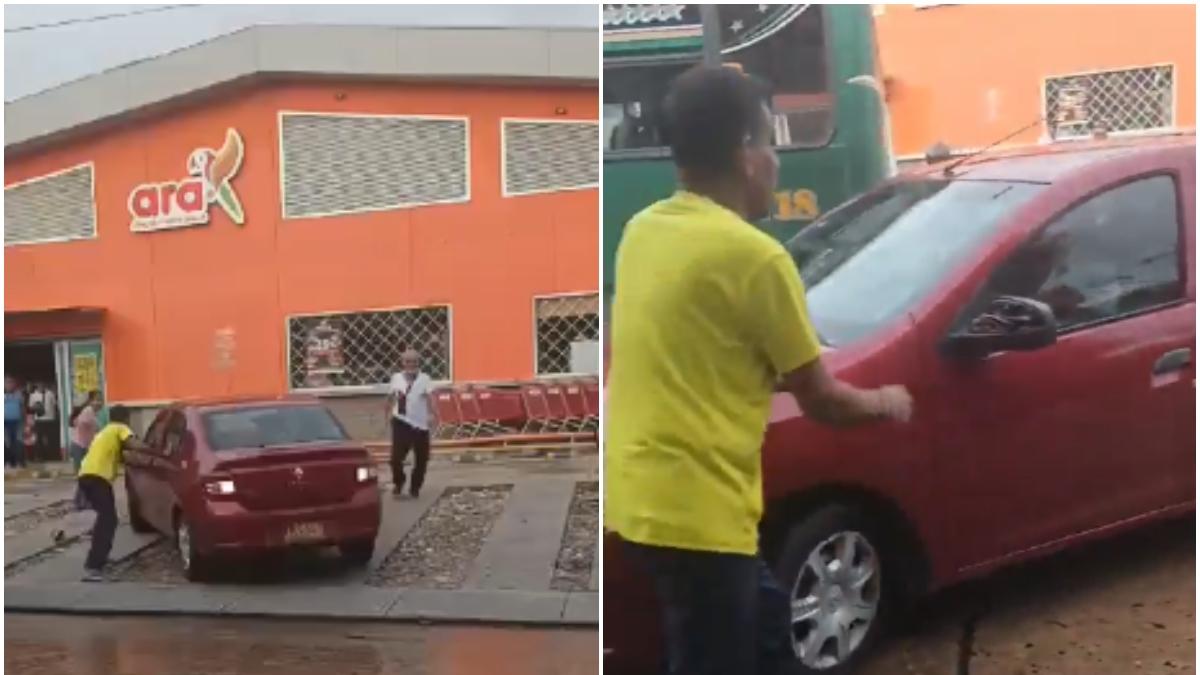 Video | Ladrones roban un vehículo que se encontraba parqueado a las afueras de un reconocido supermercado en Barranquilla