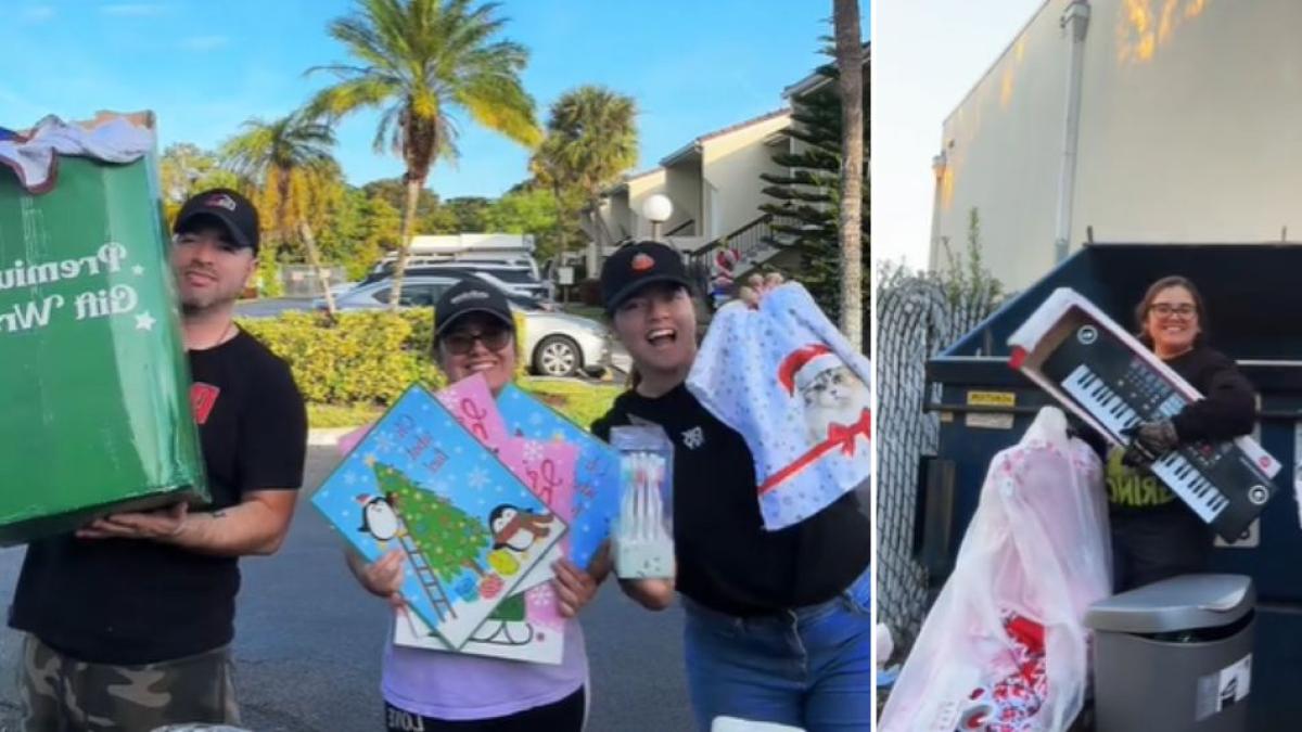 Latino en Estados Unidos muestra los tesoros que dejan en la basura después de Navidad