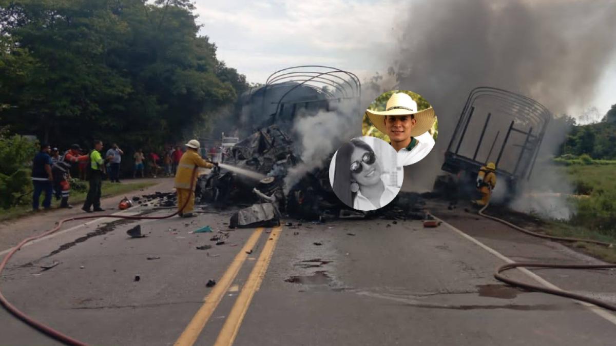Identifican a las víctimas de terrible accidente en Santander, quienes murieron calcinadas por choque con tractomulas