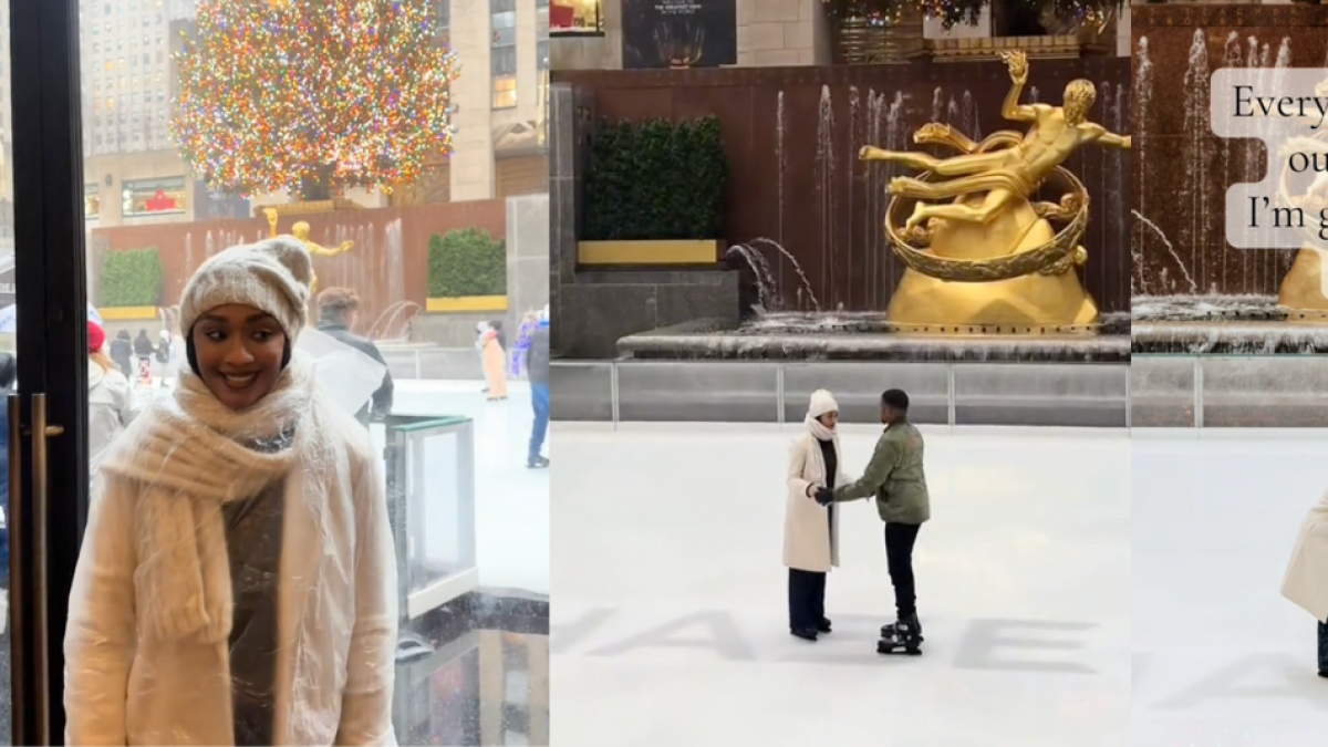 Le enseñó a su novia a patinar sobre hielo para pedirle matrimonio: así fue el romántico momento