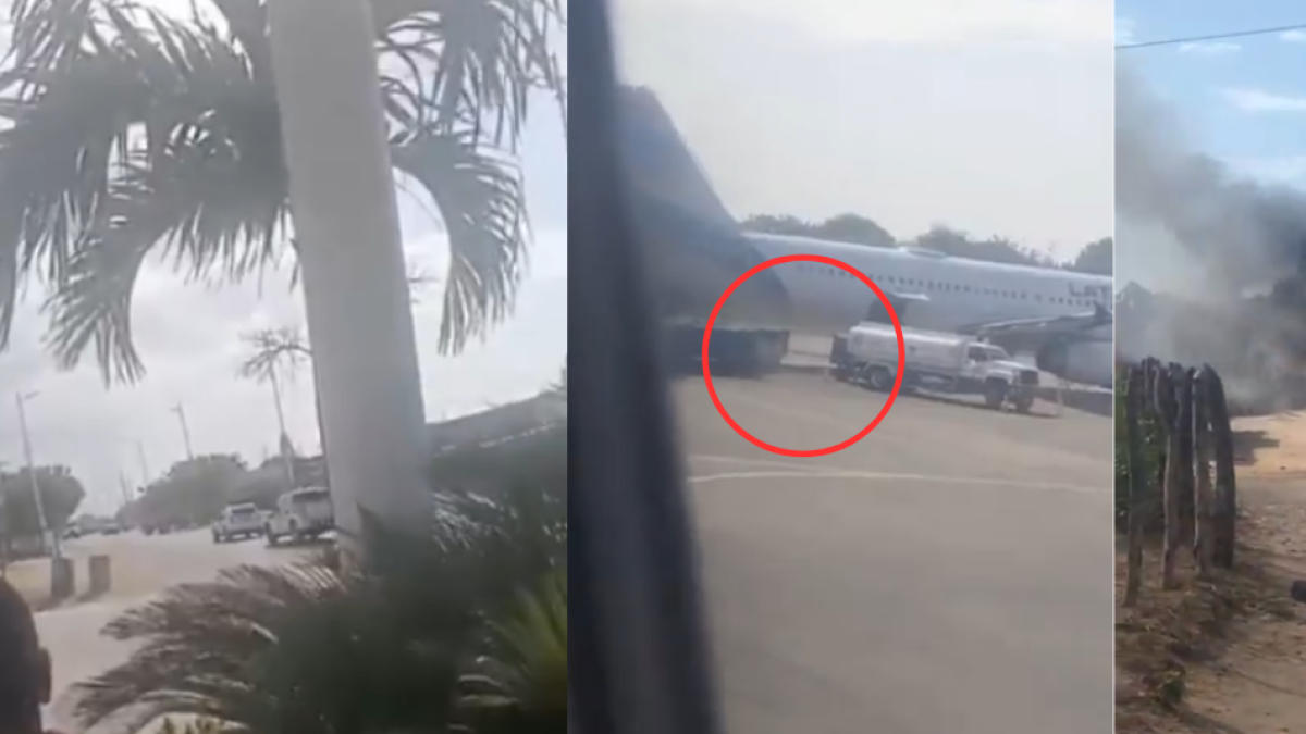 Los videos del momento exacto de millonario robo en aeropuerto de Riohacha luego de que camioneta irrumpió en pista