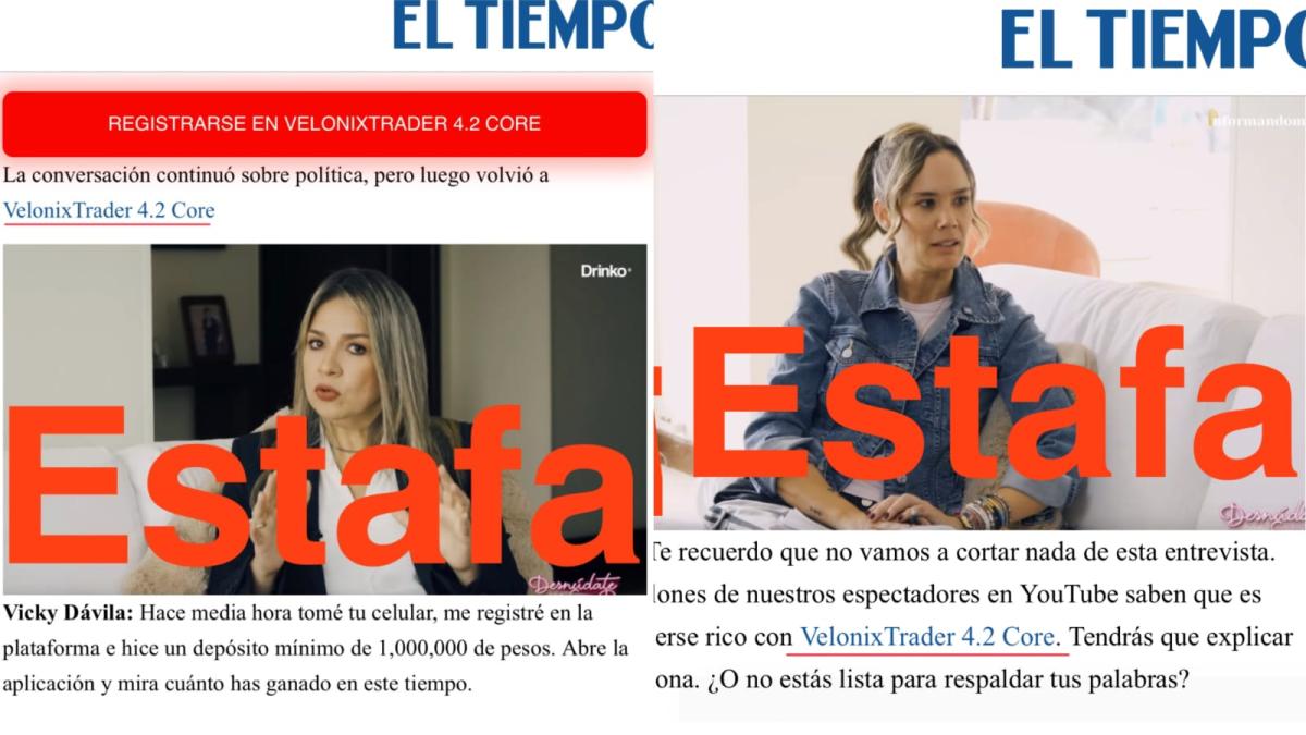 VelonixTrader, estafa en Colombia que usa falso artículo de EL TIEMPO e imagen de Vicky Dávila y Eva Rey para robar