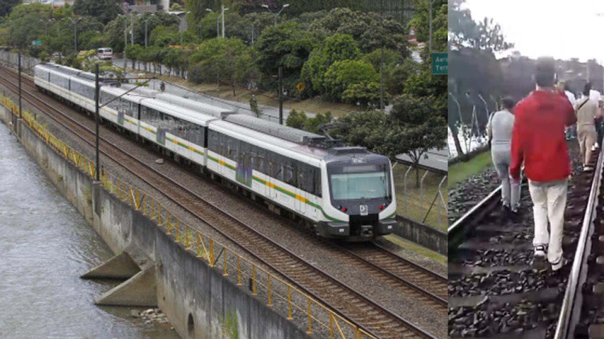 Caída de rayo en la catenaria tiene afectada la operación del Metro de Medellín, hay usuarios en la vía férrea