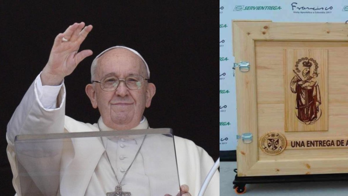 La historia de cómo le llevaron al papa Francisco el lienzo de la Virgen de Chiquinquirá