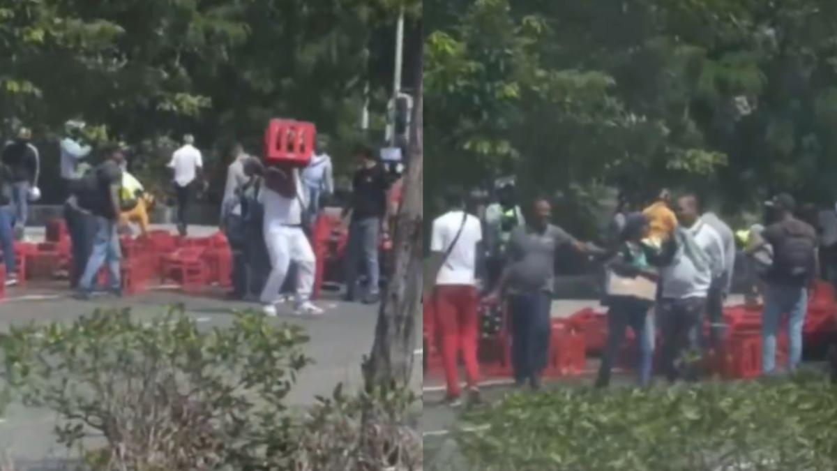 Impactante video del saqueo a camión que transportaba gaseosas en el sur de Barranquilla