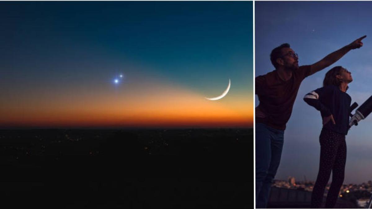 La cara sonriente en el cielo: cuándo y cómo ver el fenómeno desde Colombia que formarán dos planetas y la Luna