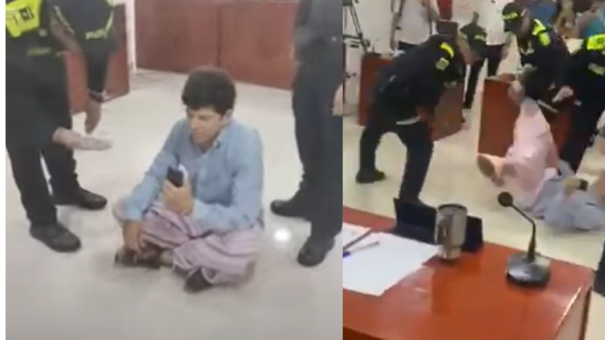 Video| Concejal de Santa Marta quedó sin ropa luego de que Policías lo sacaran en plena sesión: 'Me golpearon'