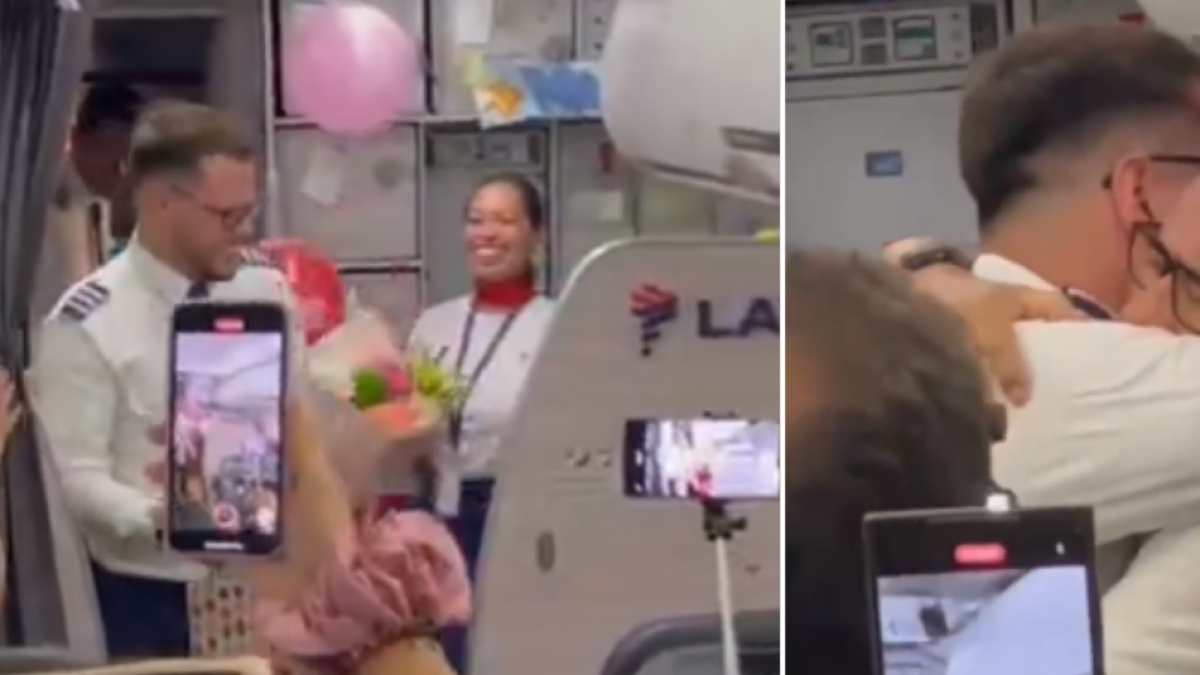 La emotiva escena de un piloto que sorprendió a sus padres durante vuelo a San Andrés: 'Gracias por ser mi motor'