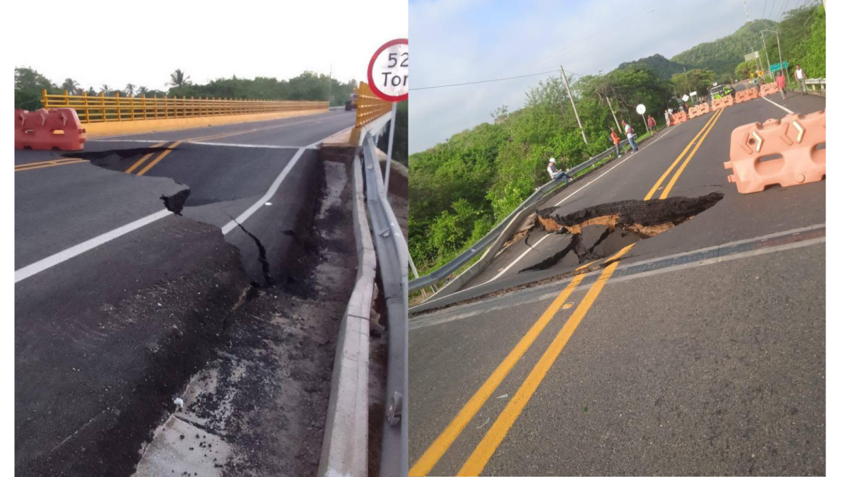 Cierre total de la Vía al Mar entre Barranquilla y Cartagena por falla en el acceso al puente Juan de Acosta.