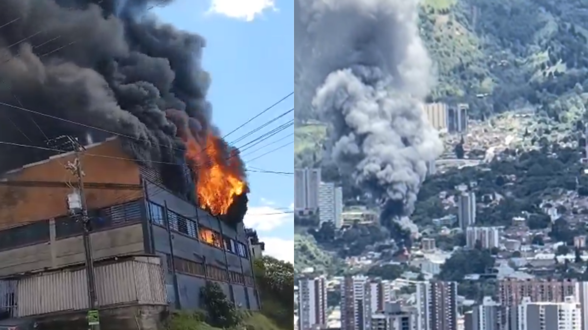 Videos: bomberos de tres municipios atienden voraz incendio en una fábrica de La Estrella, Antioquia