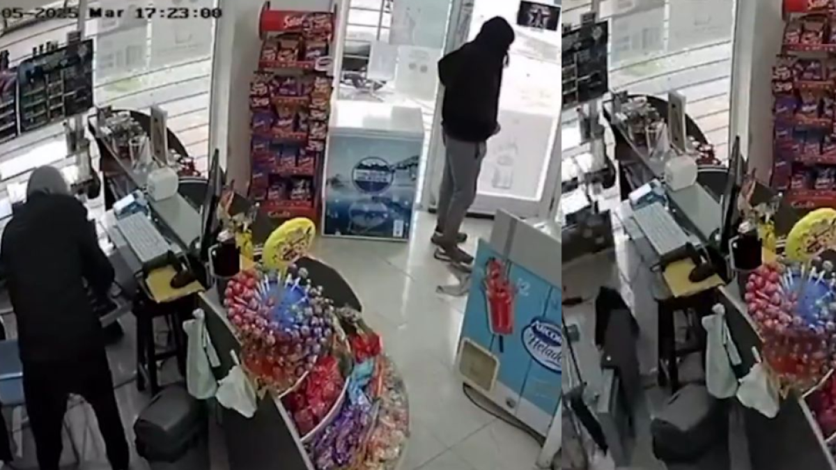 Mujer evitó robo de un local comercial arrojando agua a los ladrones, todo quedó en video