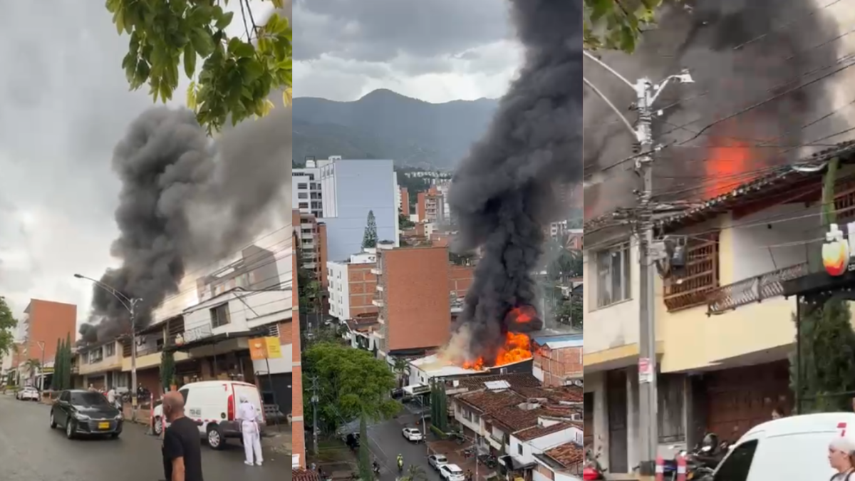 Videos: autoridades combaten voraz incendio estructural en un lavadero de carros de la avenida 33, en Medellín