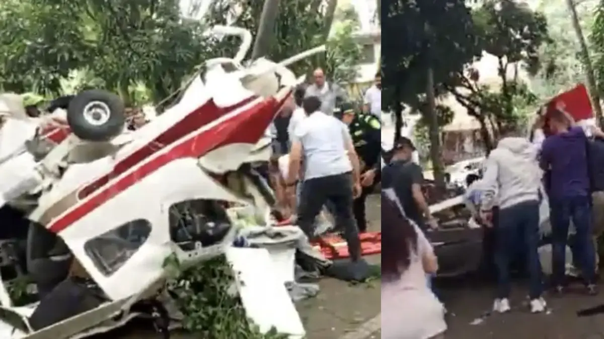 Estos son los videos de la avioneta que cayó cerca al estadio Atanasio Girardot en Medellín: dos personas resultaron heridas