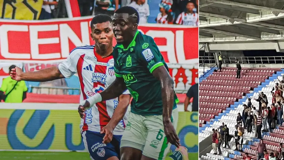 Pelea entre barras obligó a parar el partido entre Junior de Barranquilla y Atlético Bucaramanga: video