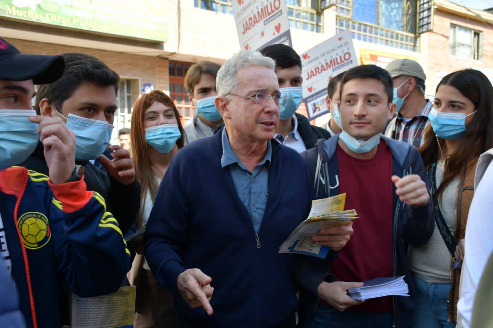 El expresidente Álvaro Uribe en Soacha
