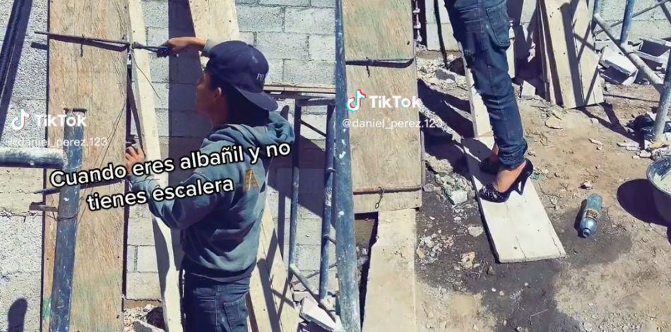 Albañil se colocó unos tacones para trabajar en la construcción