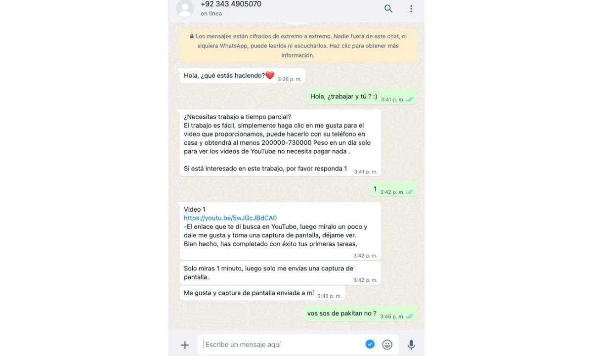 Nueva Modalidad De Estafa En Whatsapp Números Extranjeros Y Ofertas De Trabajo 3054