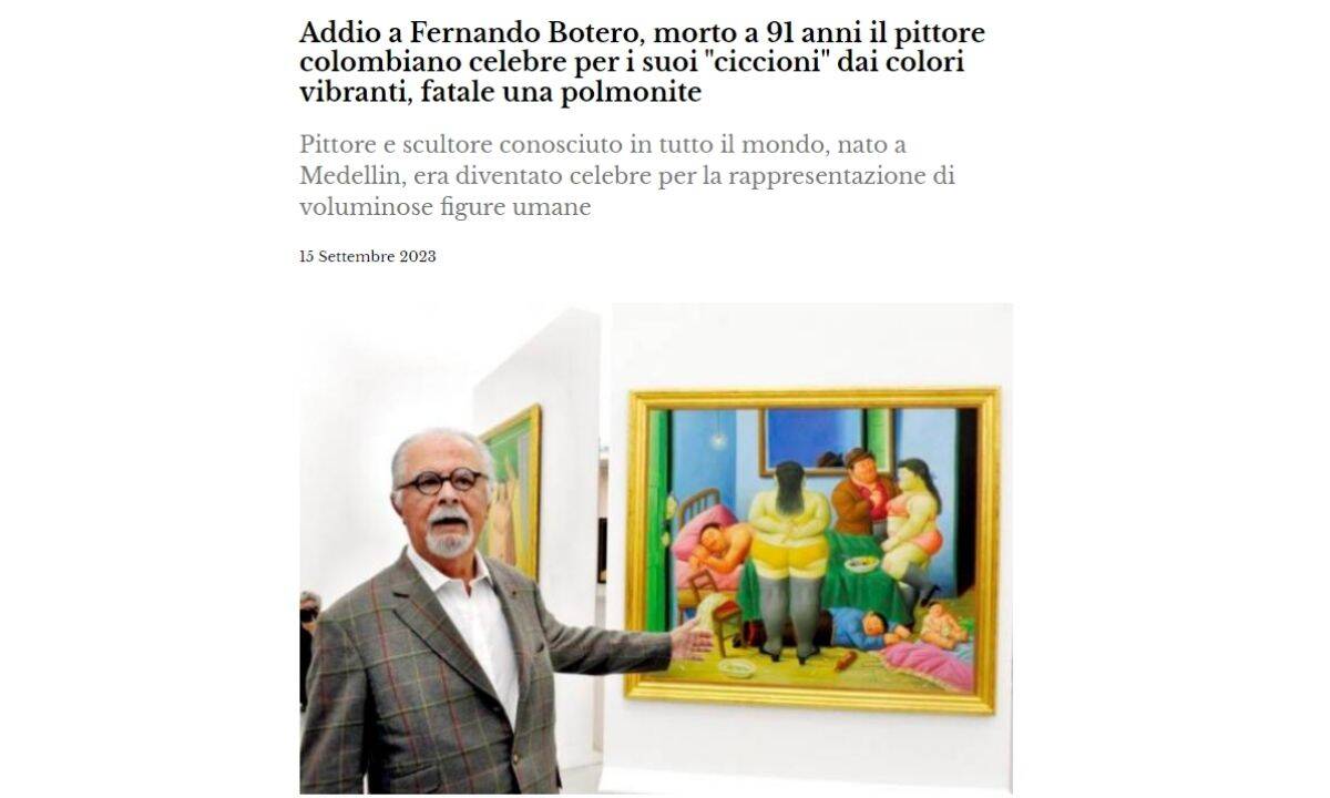 Muerte de Fernando Botero: así lo reportan los periódicos de todo el mundo