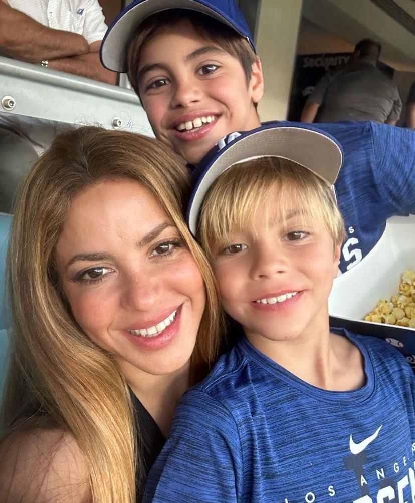 Shakira with her children, Milan and Sasha.