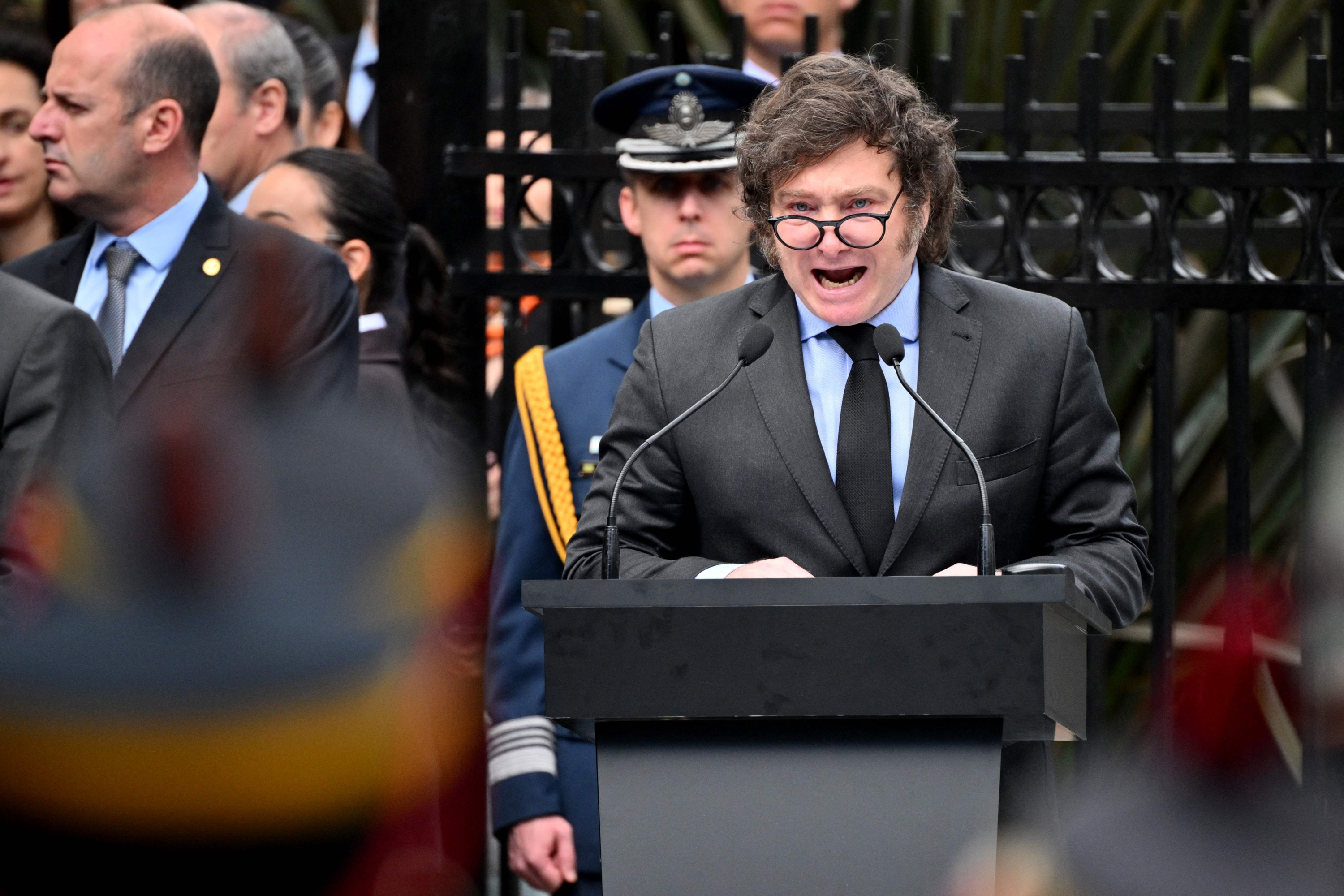Javier Milei en el acto central por aniversario 42° del Día del Veterano y los Caídos en la Guerra de Malvinas contra el Reino Unido.