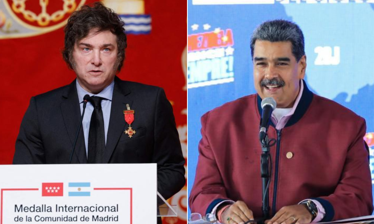 The president of Argentina, Javier Milei, and the president of Venezuela, Nicolás Maduro.