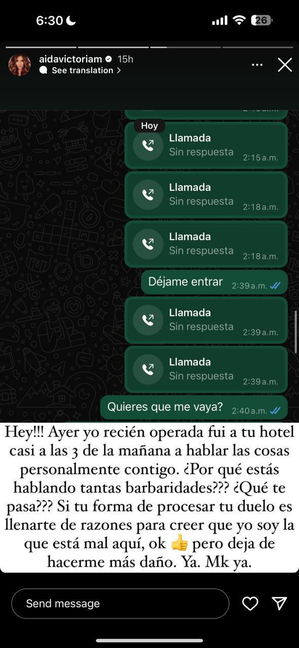 La captura de pantalla de su conversación con Westcol.