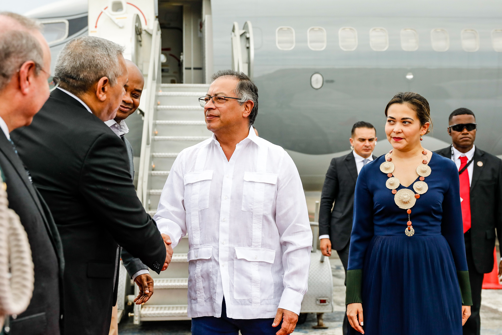 El presidente Gustavo Petro a su llegada a Panamá.