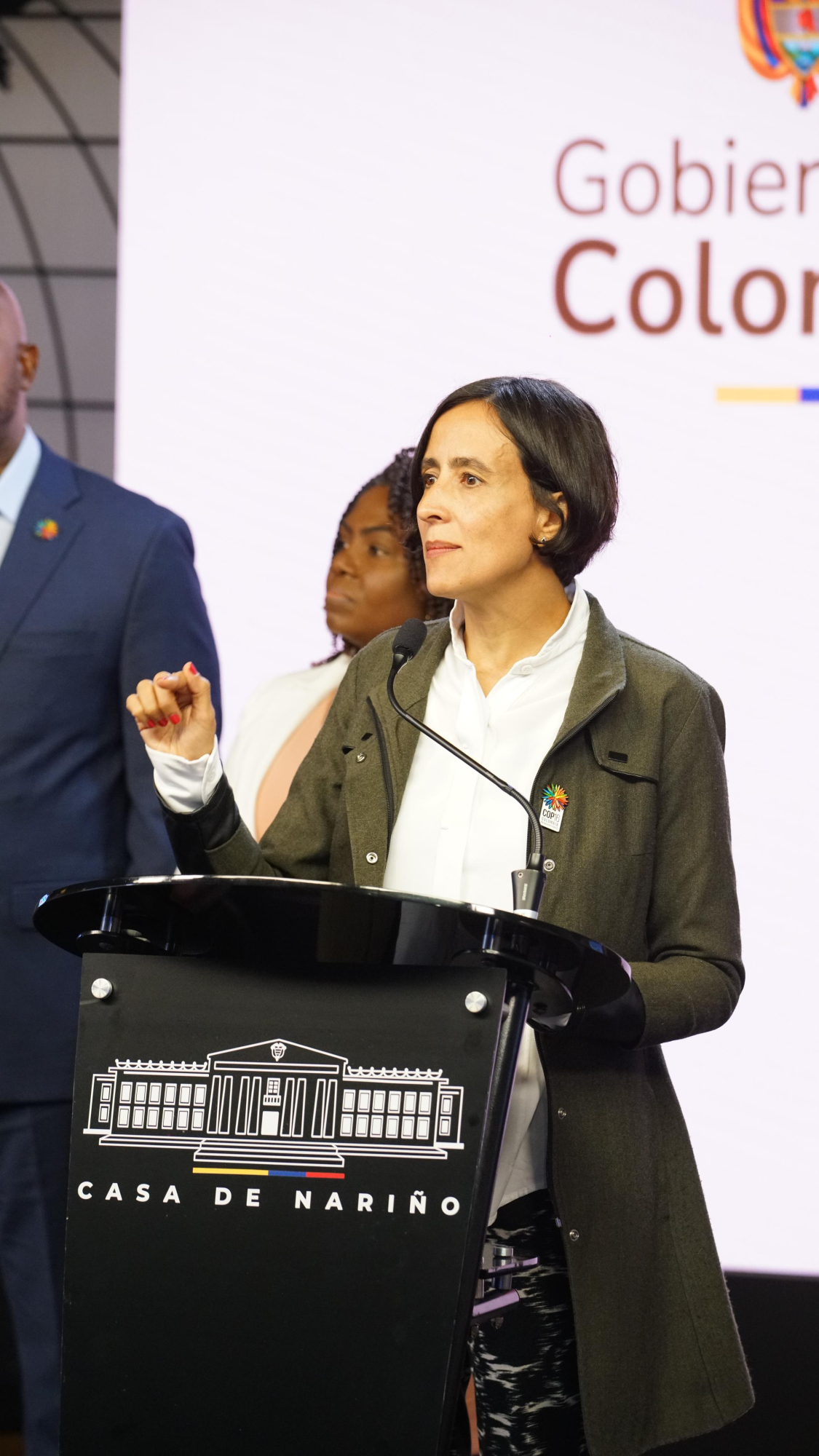 La ministra de Ambiente y Desarrollo Sostenible, Susana Muhamad durante la presentación de la agenda oficial de la COP16.