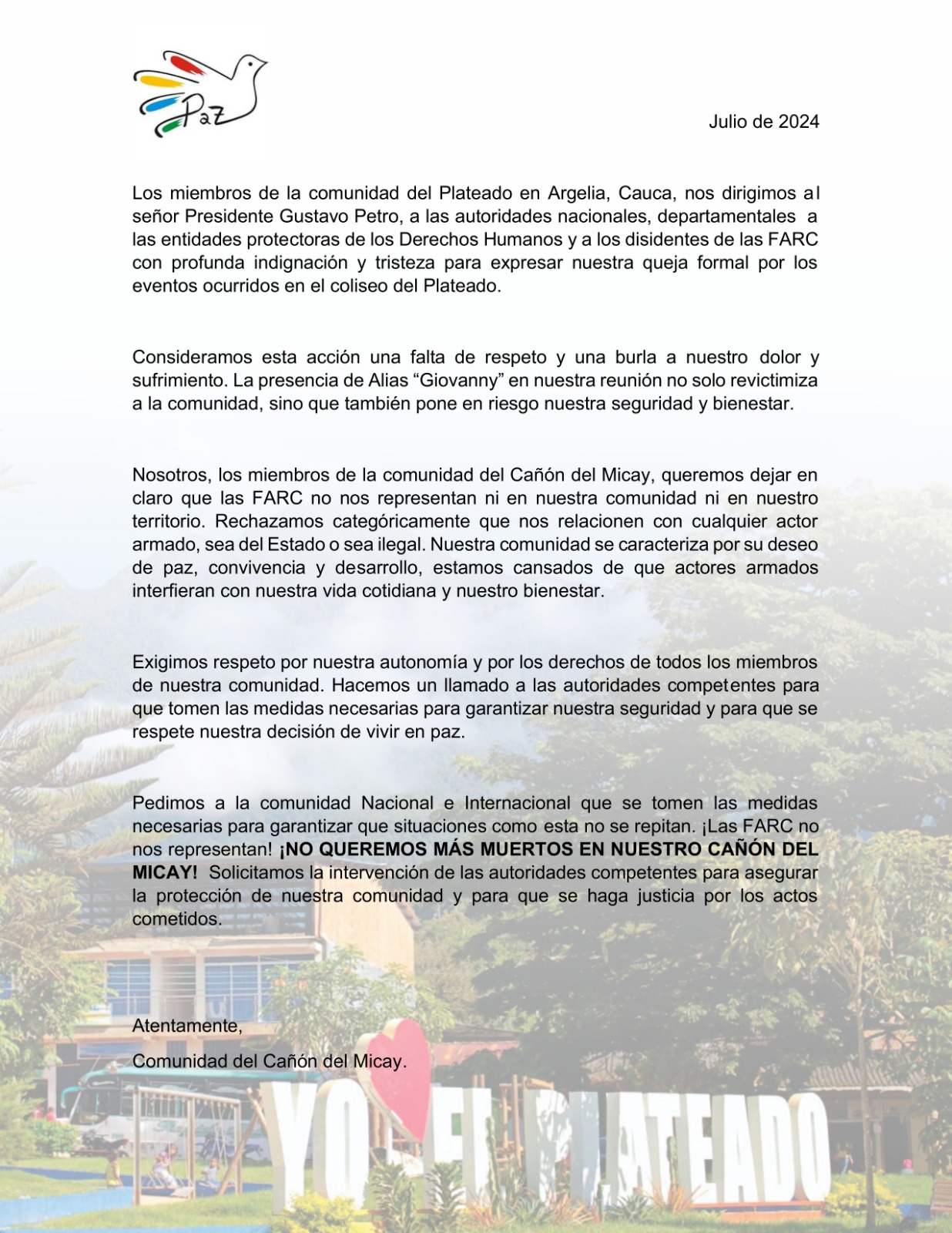 Carta de las comunidades.