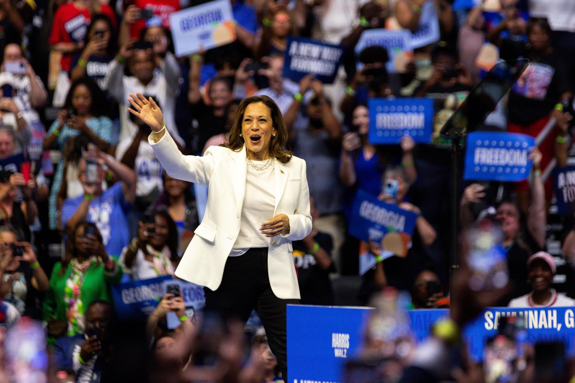 Kamala Harris during a campaign event in the US