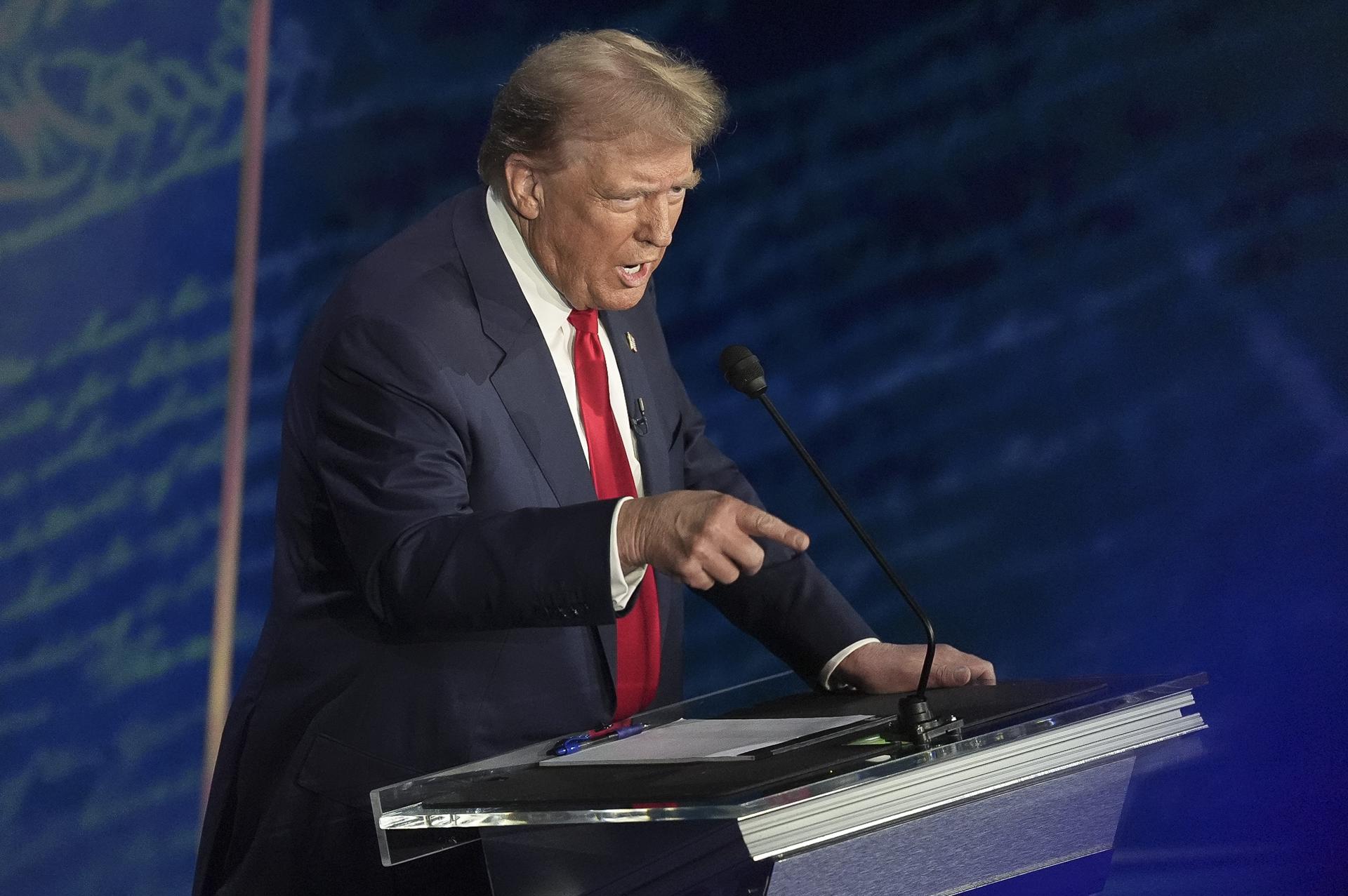 Donald Trump at the debate in Philadelphia.