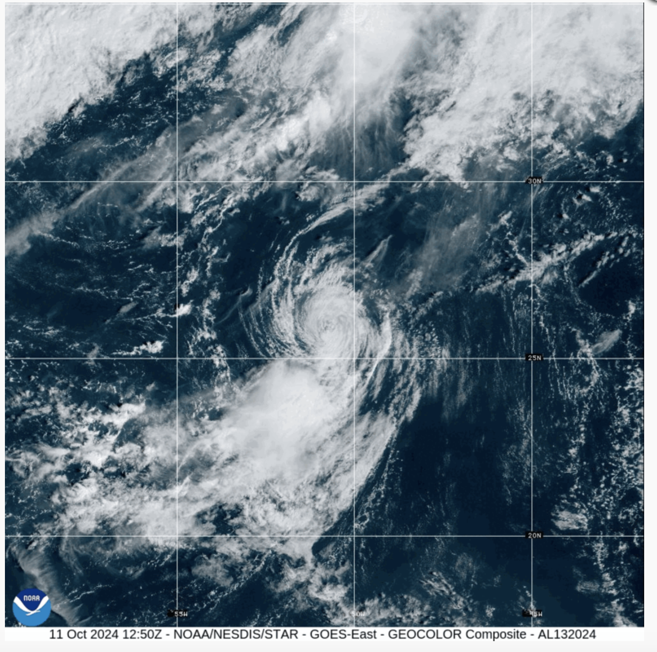 Leslie se está debilitando rápidamete y parece que se disipará Mucho antes de tocar tierra.