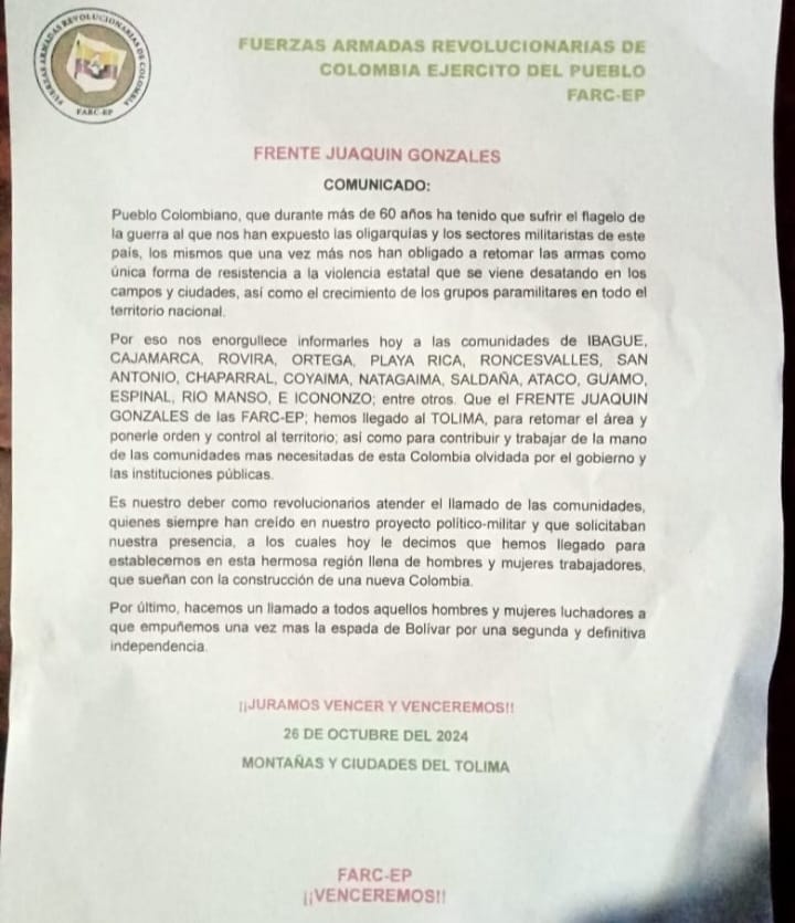 Con cartas y panfletos las disidencias cobran las extorsiones.