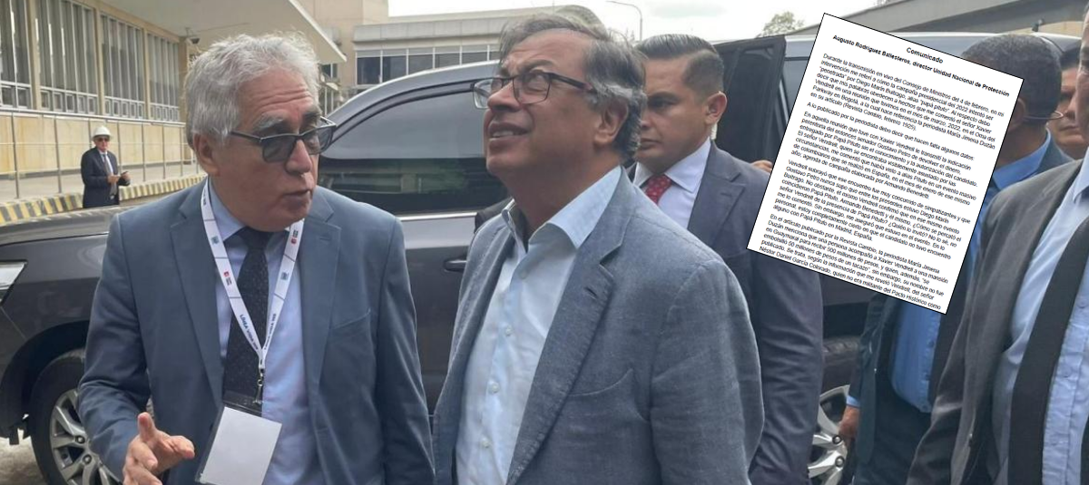 Augusto Rodríguez, director de la UNP, y el presidente Gustavo Petro.