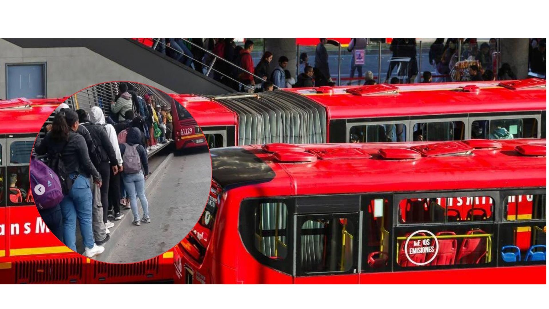 USUARIOS DE TRANSMILENIO HACEN FILA PARA COLARSE.