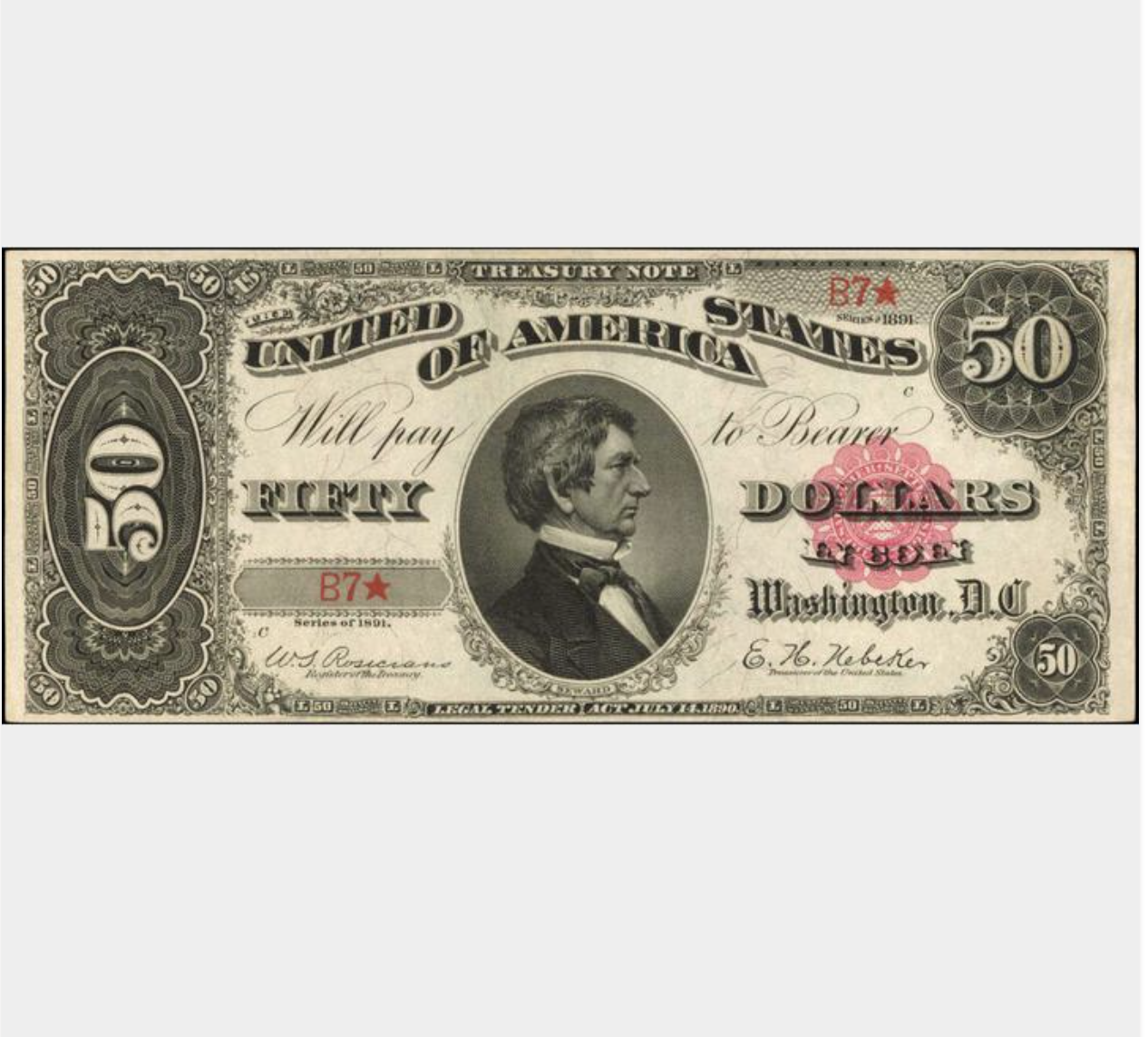 Billete de US$50 con gran valor entre coleccionistas.