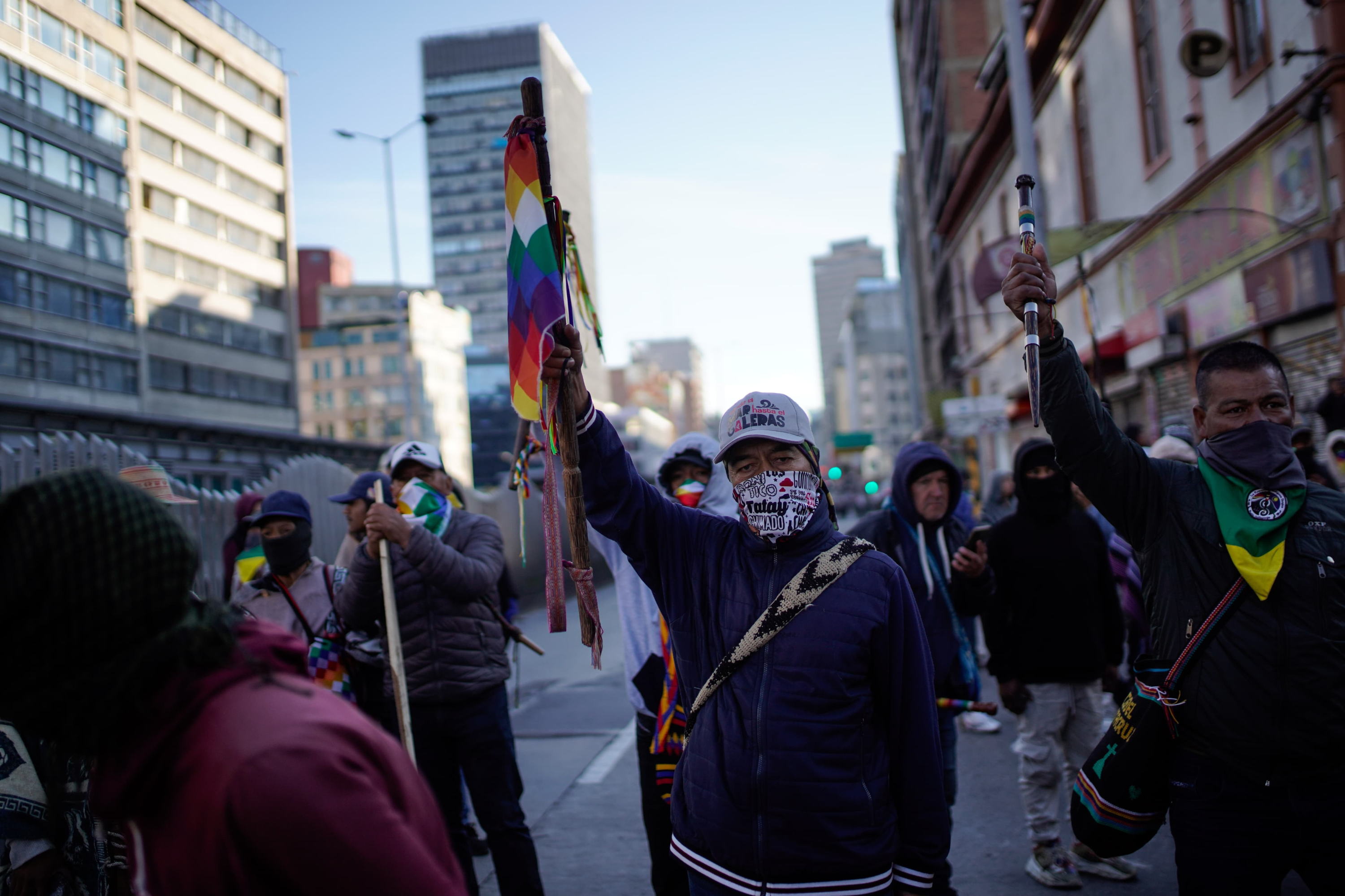 Manifestaciones indígenas en el centro de la ciudad.