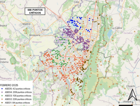 Mapa de puntos críticos con mayores focos de basura.