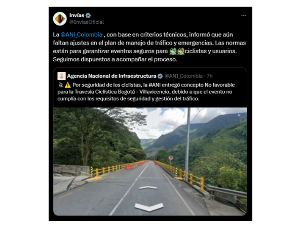 Comunicado ANI, INVIAS y Coviandina