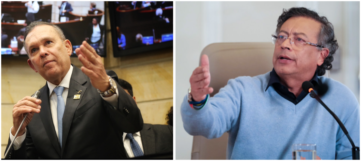 El presidente del Senado Efraín Cepeda y el presidente Gustavo Petro.