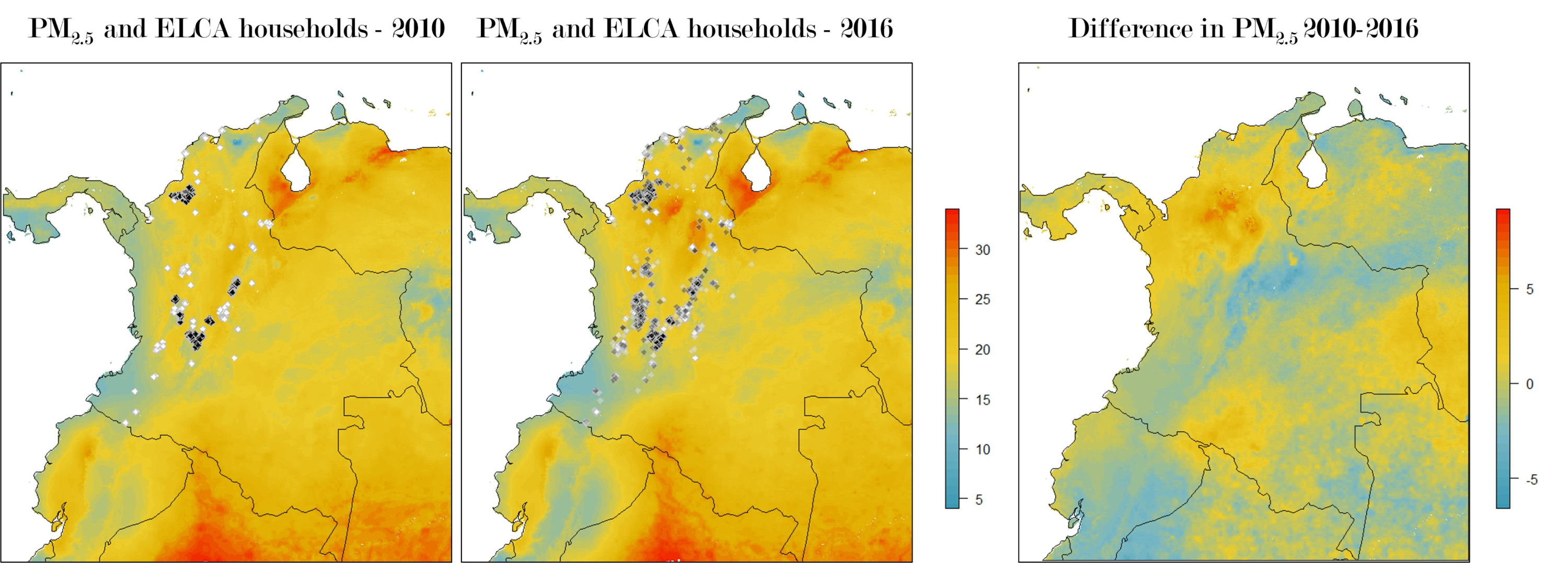 Imágenes satelitales de la contaminación del aire en Colombia.